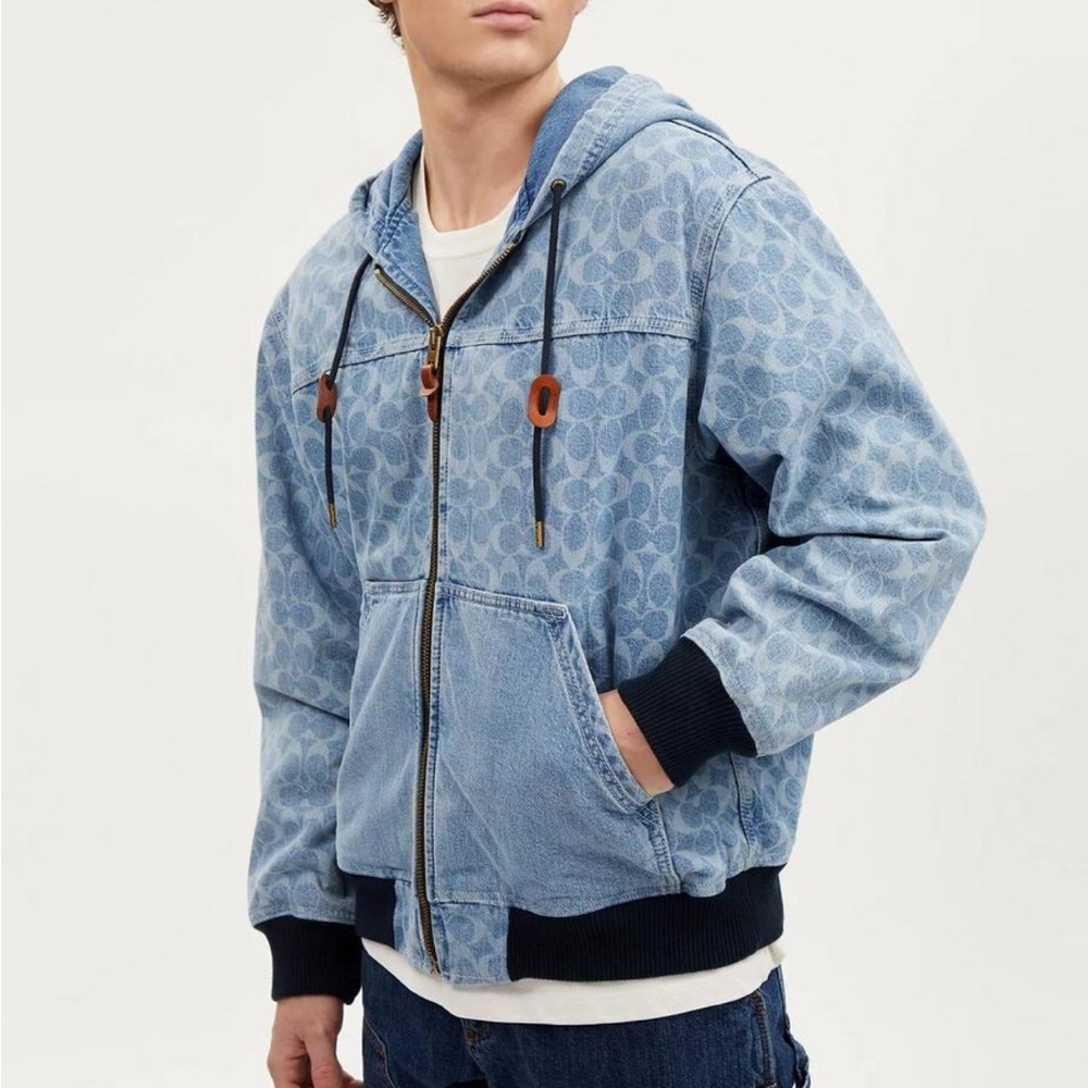 Blue Patterned Hoodie Jacket